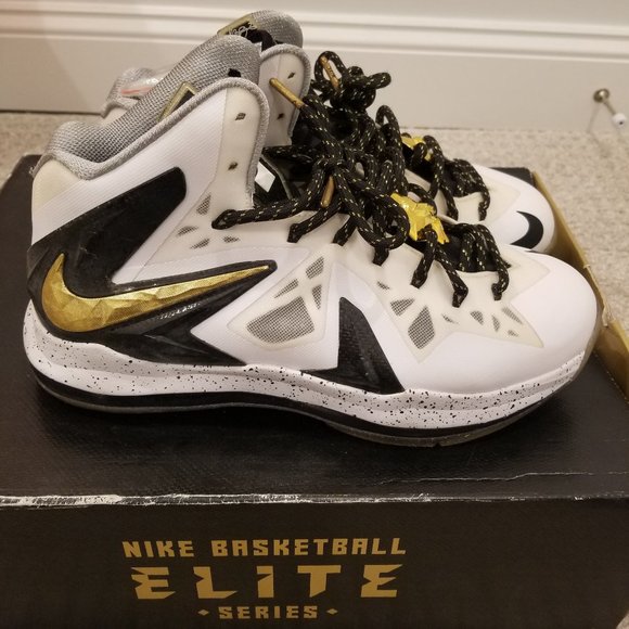 LEBRON X P.S. ELITE+ \'WHITE GOLD BLACK\' - Size 9.5 main image 6